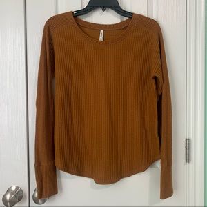 Brown Waffle Knit Long Sleeve